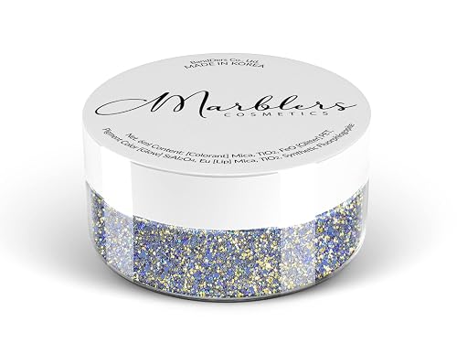MARBLERS Holographic Face & Body Glitter [Gold Splash Blue] 0.18oz (5g) | Fine | Non-Toxic | Cruelty-Free | Festival, Rave & Party Makeup | Eye, Hair Beauty & Personal Care MARBLERS