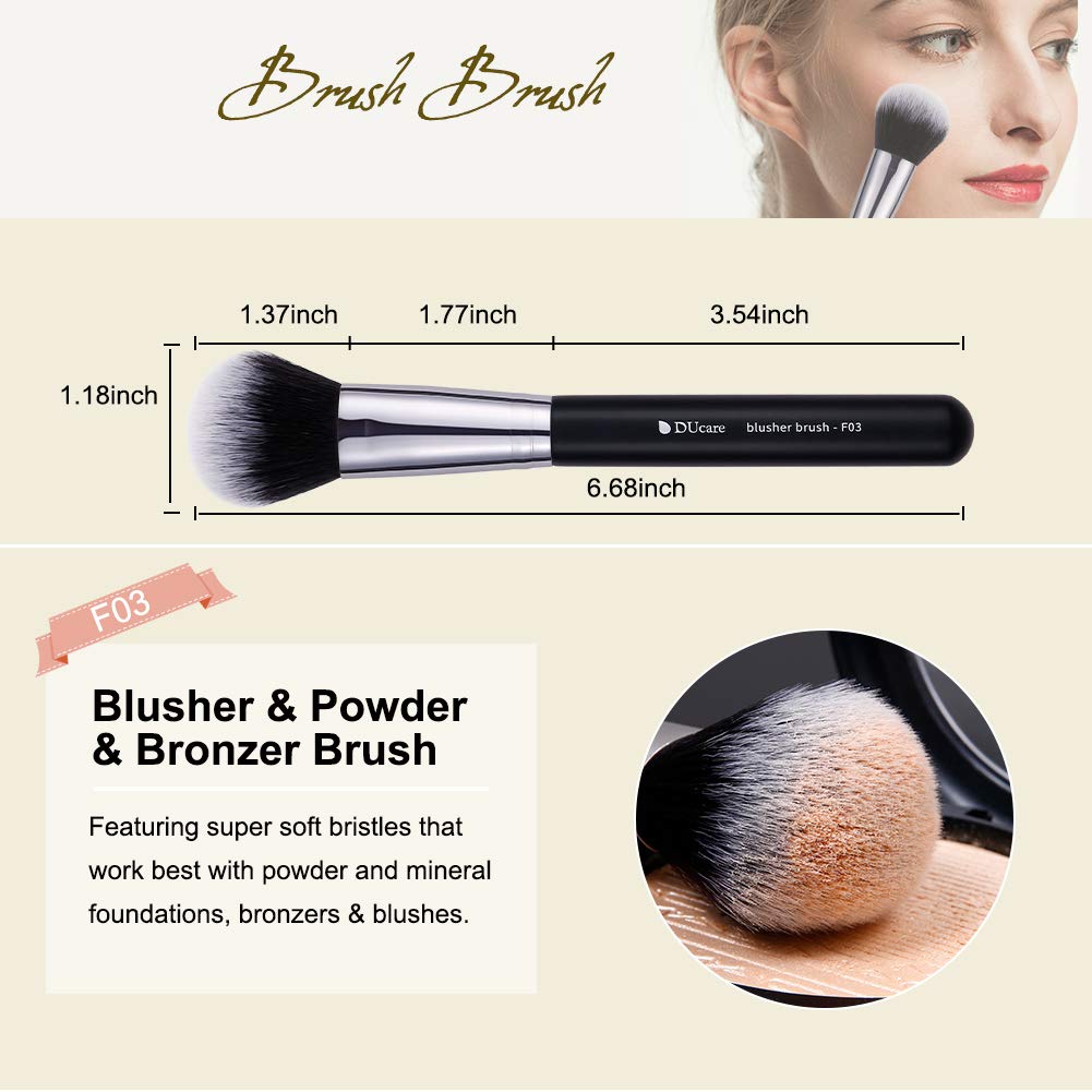 DUcare Makeup Brushes 3Pcs Foundation Contour Bronzer Brush,Concealer Brush,Blusher Powder Brush, Face Kabuki Travel Buffing Stippling Liquid Blending Beauty & Personal Care DUcare