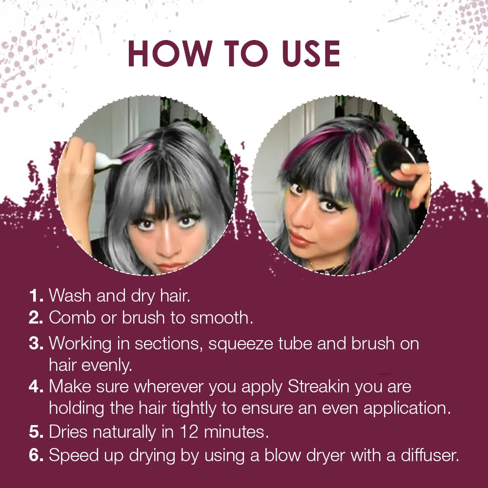 Punky Colour Streakin' Brush on Color Orchid, Temporary Hair Color Creme, Instant, DIY Hairstyle, Vibrant, Soft Hold, Men Women Kids, Easy-Squeeze Beauty & Personal Care Punky
