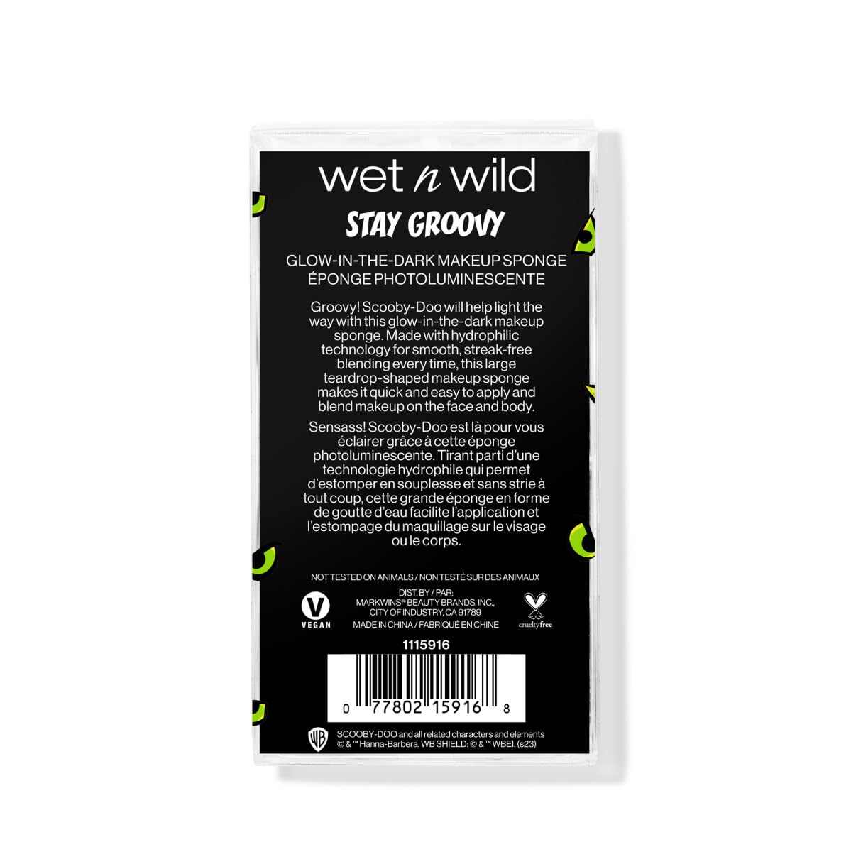 wet n wild Scooby-Doo Glow-in-the-Dark Makeup Sponge, Teardrop Shape for Seamless, Full Coverage, Cruelty-Free & Vegan - Stay Groovy Beauty & Personal Care wet n wild