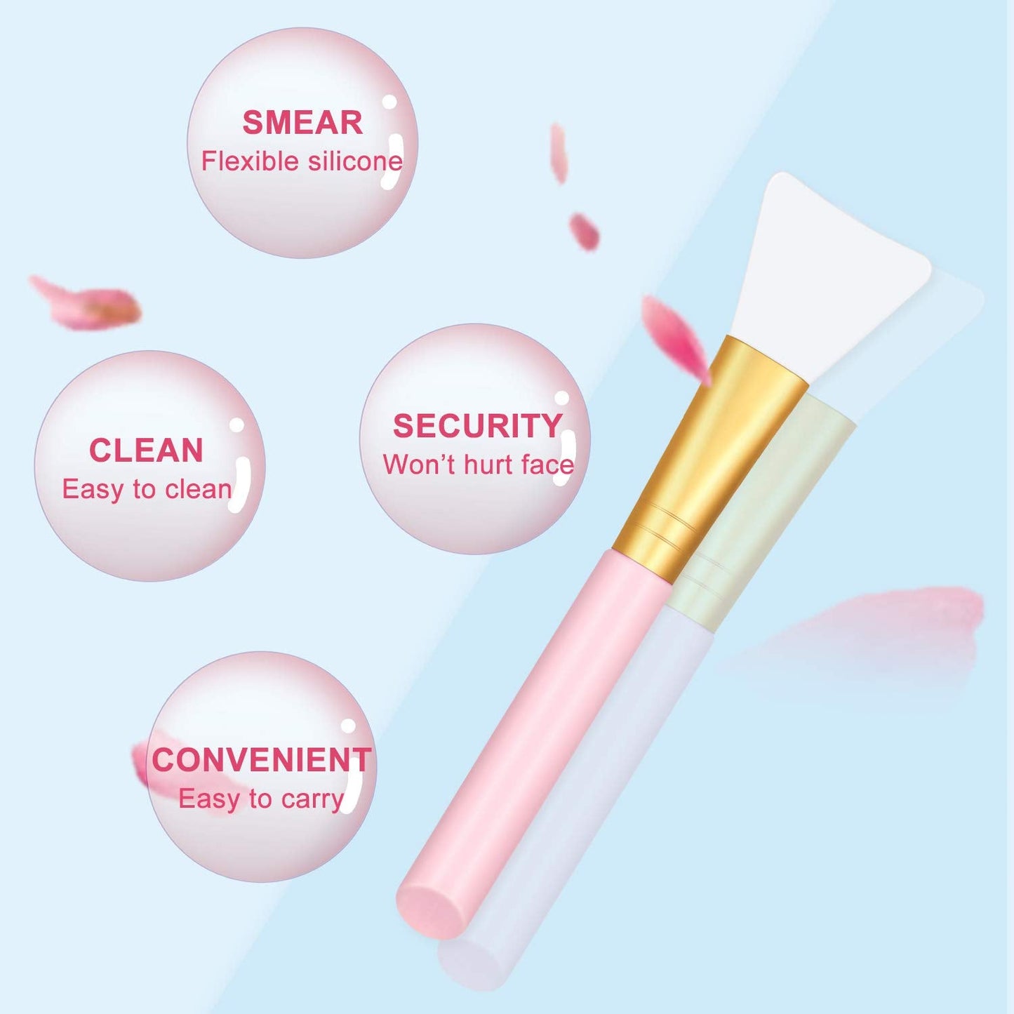 Boao 12pcs Silicone Face Mask Brushes – Soft Applicator Tools for Mud Masks, Sleeping Masks, Body Lotion & Body Butter Beauty & Personal Care Boao