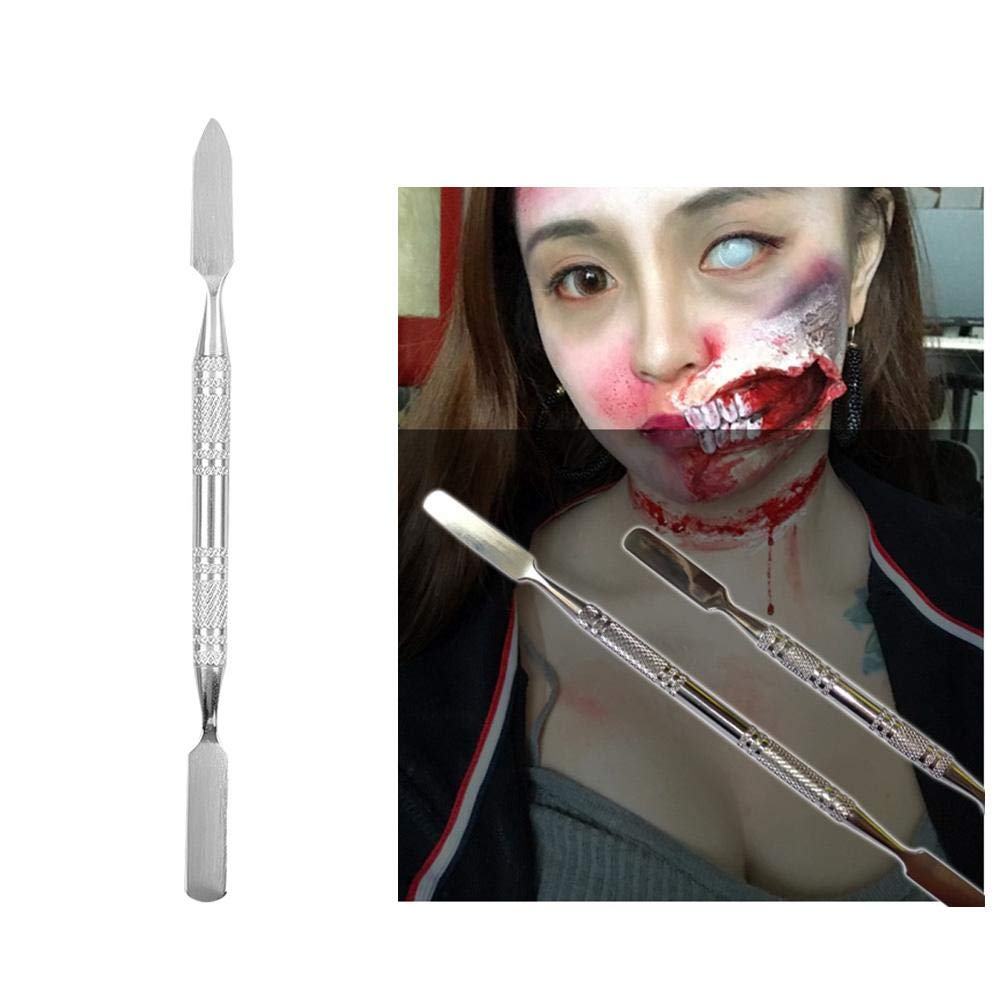 Modeling Scar Wax with Stainless Steel Double Ended Spatula Applicator Special Effects FX Makeup Tool for Theatrical Makeup and Halloween Fake Wound Beauty & Personal Care Salmue