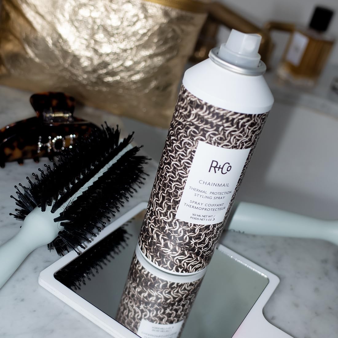 R+Co Chainmail Heat Protection Spray For Hair | Thermal Protection + Flexible Hold + Silky Shine | Vegan + Cruelty-Free | 5 Oz Beauty & Personal Care R+Co