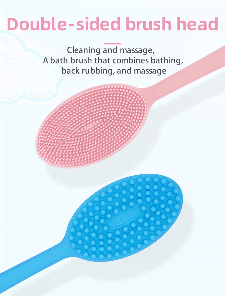 Loofah Exfoliating Body Scrubber 2 in 1 Face and Body Silicone Scrubber - Silicone Shower Brush Bath Sponge Loofa Pink Beauty & Personal Care Wolf War