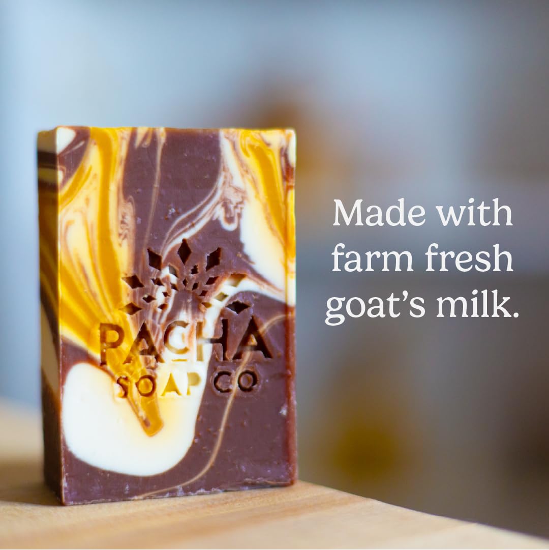 Pacha Soap Co. Almond Goat Milk Bar Soap - Handcrafted All Natural Premium Soap Bars for Face, Body & Hands, Hydrating & Soothing with Essential Oils Beauty & Personal Care Pacha Soap Co