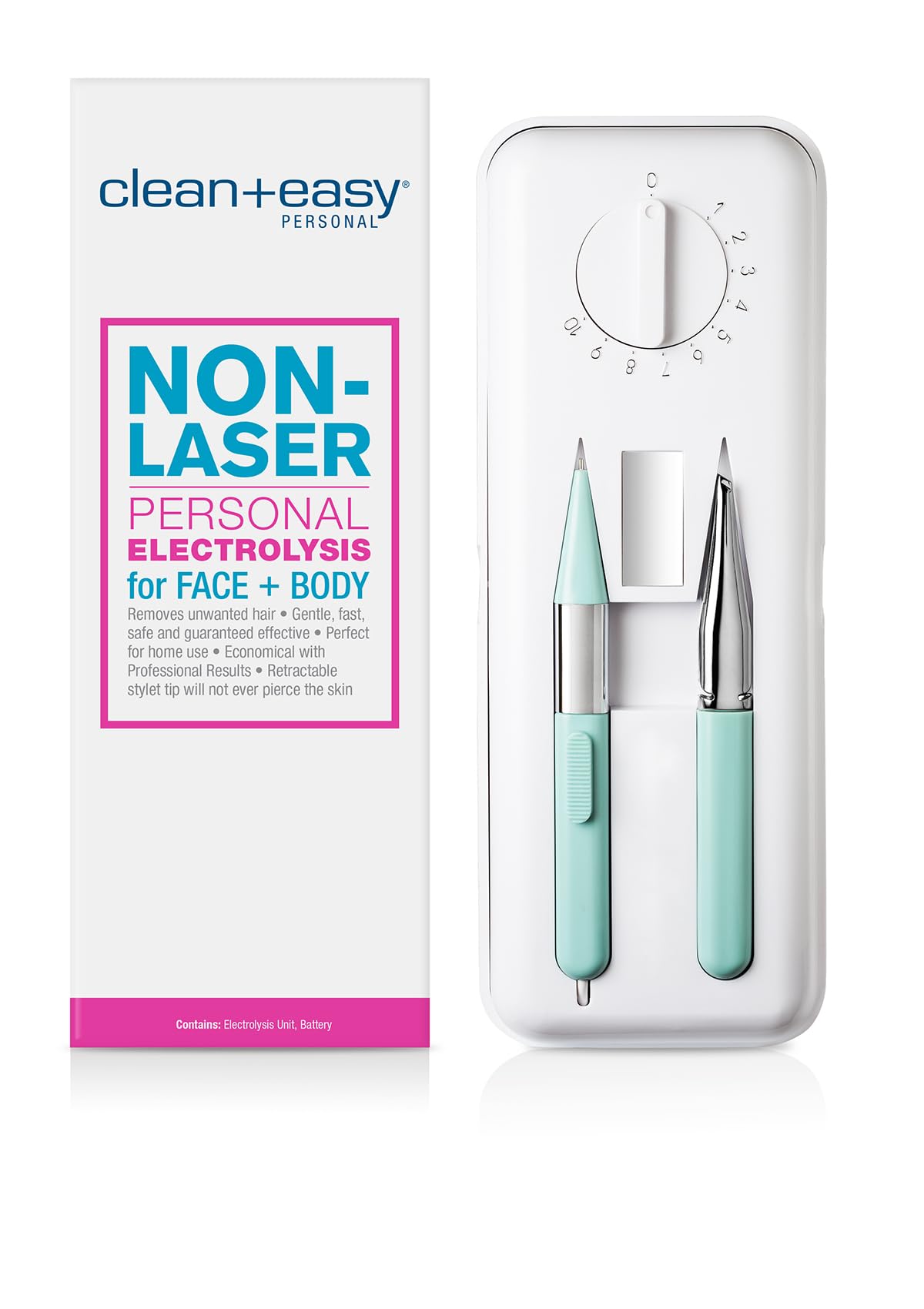 Clean + Easy Electrolysis Machine for Permanent Hair Removal - Non-Laser, Painless Electrolysis Hair Removal for Face & Body, At-Home Remover Device Beauty & Personal Care Clean + Easy