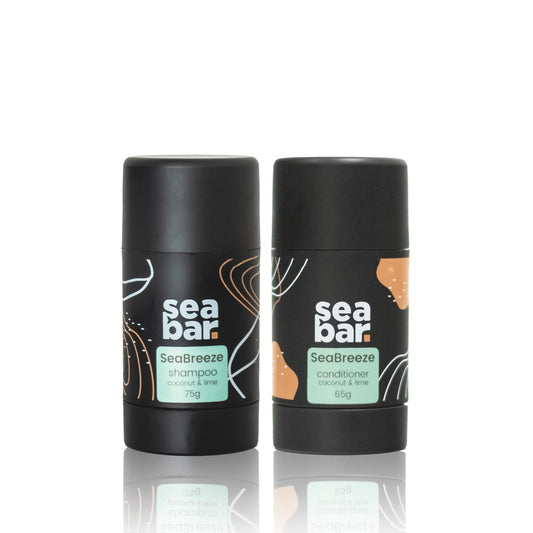SeaBar Shampoo and Conditioner Bar Set with Refillable Applicator - Salon-Quality Cleanse & Condition - Volume & Soft, Manageable Lengths - Sulfate Beauty & Personal Care SeaBar