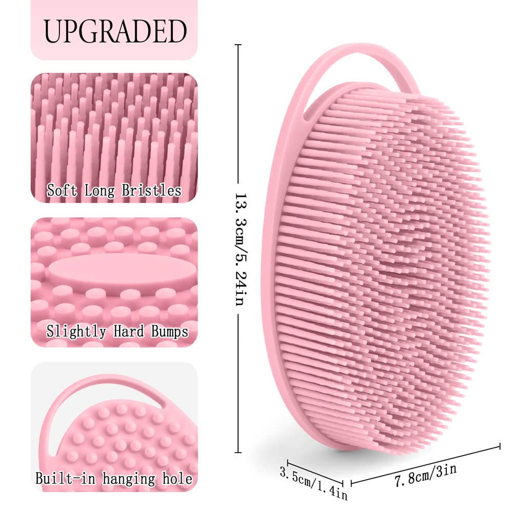 PQRUU 3 Pack Silicone Body Scrubber, Exfoliating Soft Loofah Bath Body Scrubbers for Use in Shower, Exfoliating Body Scrubber Fit for All Kinds Beauty and Personal Care PQRUU