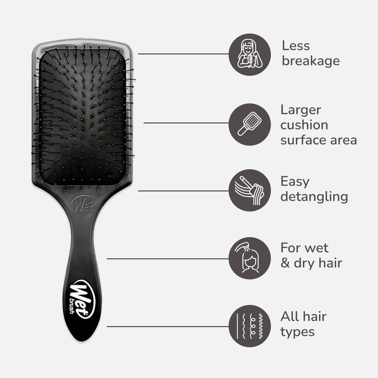 Wet Brush Paddle Detangler Hair Brush, Black, Ultra-Soft IntelliFlex Bristles with AquaVent Design, Great For Treatment & Mask Application, Women Beauty & Personal Care Wet Brush