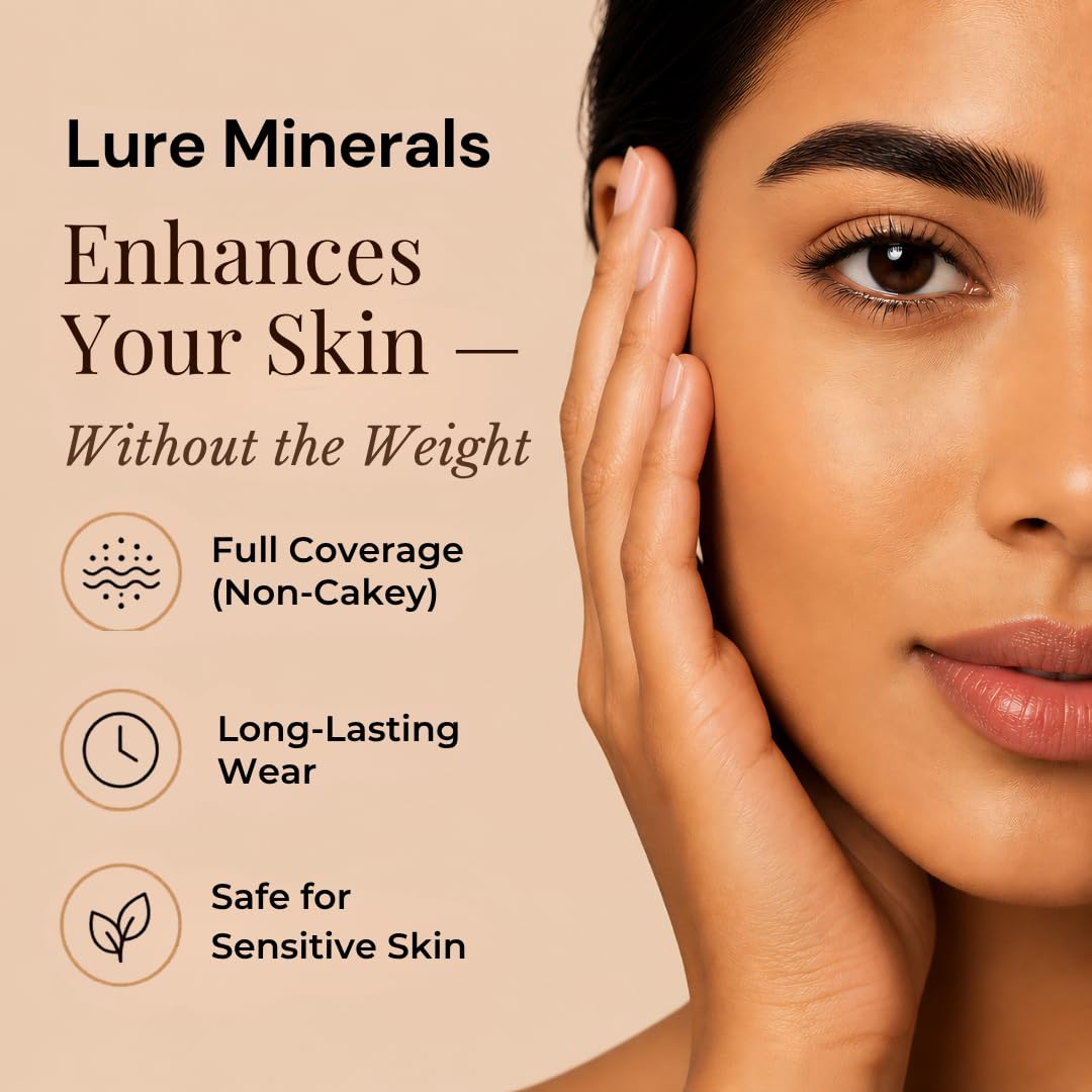 Lure Minerals Foundation Loose Powder 8g Sifter Jar- Choose Color,free of Harmful Ingredients (Compare to Leading Mineral Foundation) (Fairly Medium