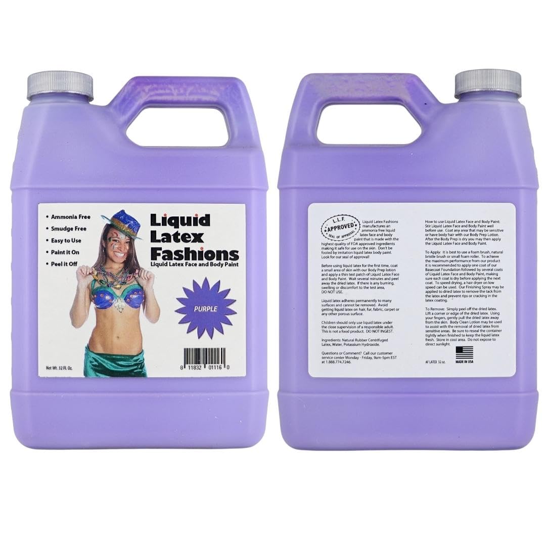 Purple 32 Oz - for Adults and Kids, Zombie Skin Makeup Paint, Ideal for Schools, Parties, Theater, Cosplays, Carnivals, Grimace, Thanos, Bonnie Purple Beauty & Personal Care Liquid Latex Fashions