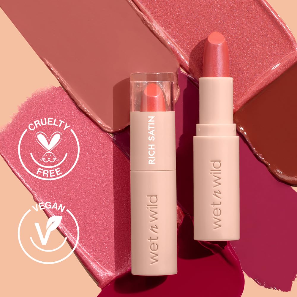 wet n wild Mega Last Rich Satin Lip Color, Rich Creamy Color with Satin Finish, Infused with Vitamin E & Moisturizing Argan Oil, Lightweight Beauty & Personal Care wet n wild