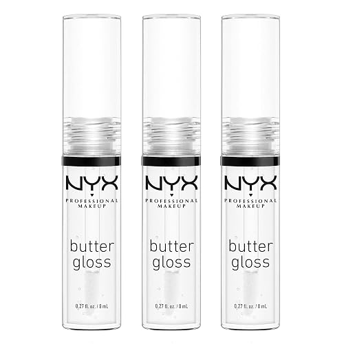 NYX PROFESSIONAL MAKEUP Butter Gloss, Non-Sticky Lip Gloss - Sugar Glass (Clear), Pack Of 3 Beauty & Personal Care NYX PROFESSIONAL MAKEUP