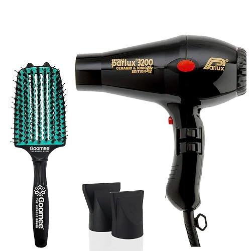 Parlux 3200 Compact Ceramic and Ionic Black Hair Dryer and Miracle Large Detangling Brush Mint Green Nylon Boar Bristles Beauty & Personal Care M Hair Designs