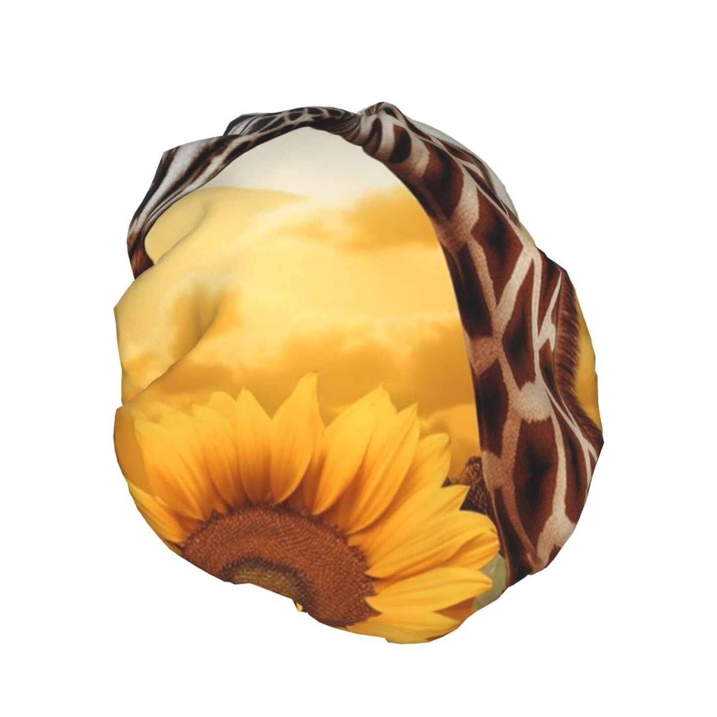 Giraffe and sunflower Shower Cap for Women Men Large Reusable Shower Bonnet Double-Layer Waterproof Bath Caps Elastic Band Hair Hat for All Beauty and Personal Care BWLHJKE