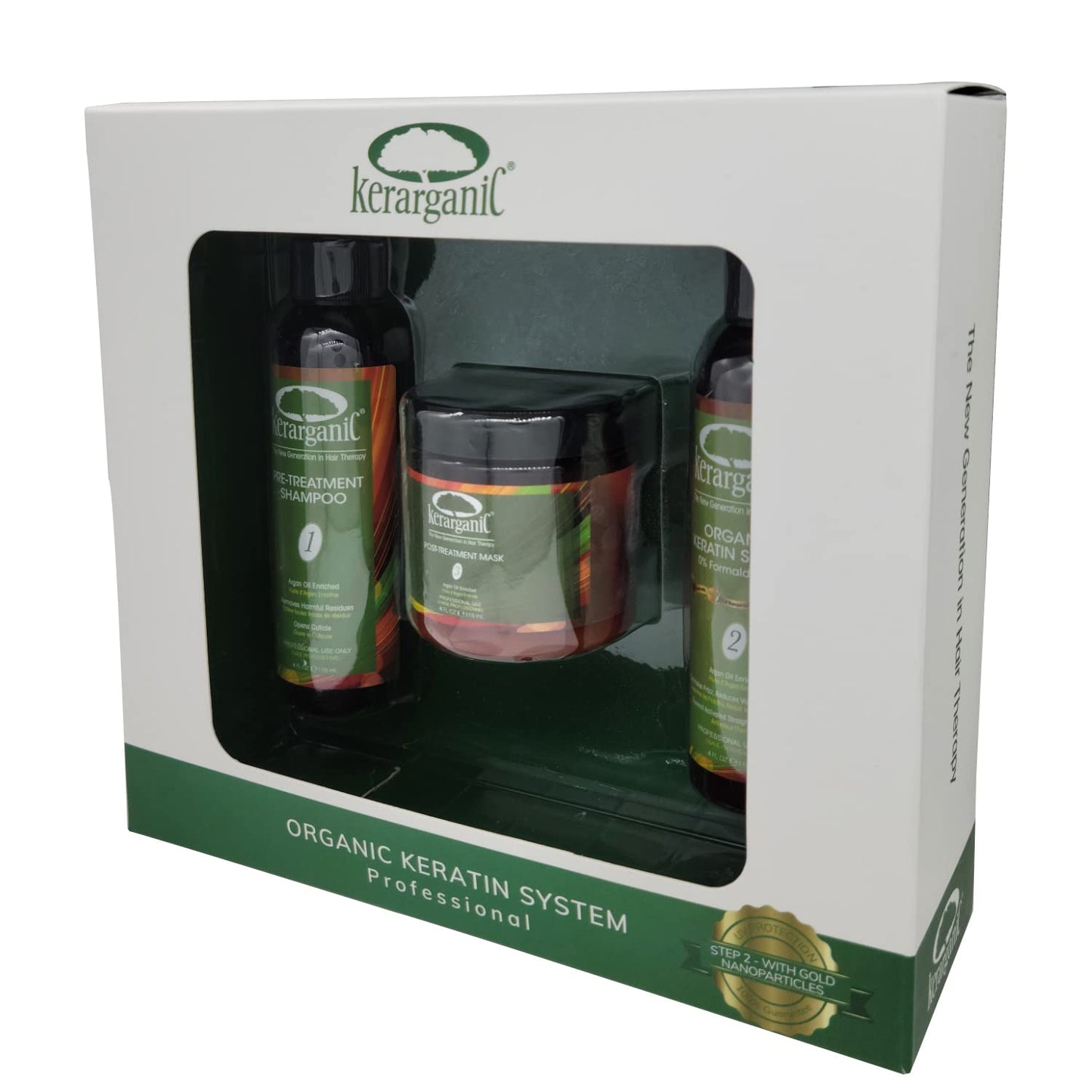 KERARGANIC Formaldehyde-Free Keratin System DIY Set: Pre-Treatment Shampoo, Hair Treatment, Post-Treatment Mask with Argan Oil - (4oz each) Beauty & Personal Care KERARGANIC