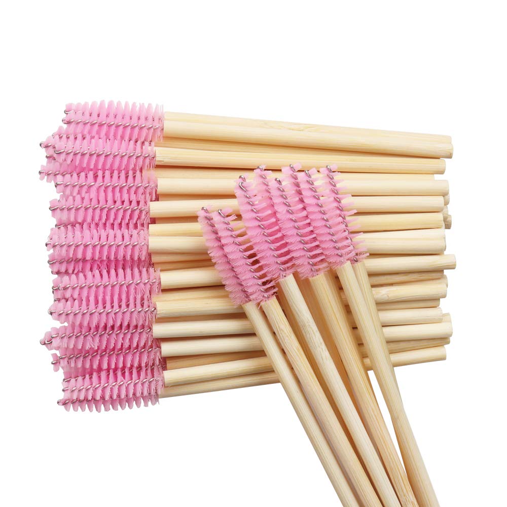 Mekupeu Mekupeu 100 Pcs Disposable Mascara Wands Bamboo Spoolies Brush for Eyelash Extensions Spoolie Eyelash Lash Wand Applicator Makeup Kits, Pink Beauty & Personal Care Mekupeu