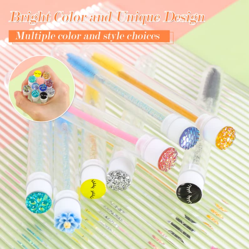 110 Pcs Disposable Mascara Brushes Diamond Eyelash Spoolies Makeup Brush Mascara Wand in Sanitary Tube Lash Supplies Beauty & Personal Care Ipien