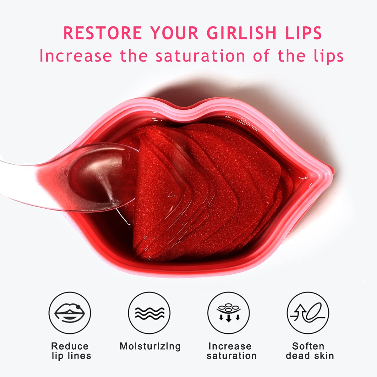 VEZE Lip Masks 20 Pcs, Mask for Dry Lip, Sheets, Collagen Skin Care, Crystal Pads Moisturizing, Anti-Wrinkle, Anti-Aging, Firms & Hydrates Lips, Sleep Beauty & Personal Care VEZE