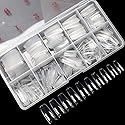 krofaue 500PCS Clear False Nails Tips - Half Cover Lady French Style Acrylic Artificial Tip Manicure with Box of 10 Sizes for Nail Tips Art Salons Beauty & Personal Care krofaue