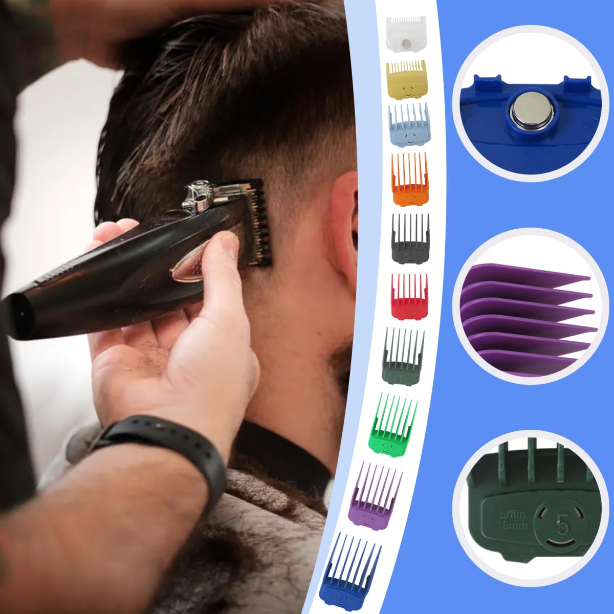 US! 10-Pack Magetic Clipper Guards Set for Baby*liss Pro FX870/ FX825 Series, Color Coded Clipper Guides Replacement - Length: 1/16" to 1" Beauty and Personal Care YTXXDEUS