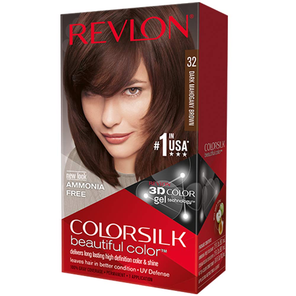 Revlon ColorSilk Hair Color, [32] Dark Mahogany Brown 1 ea (Pack of 12) Beauty & Personal Care REVLON