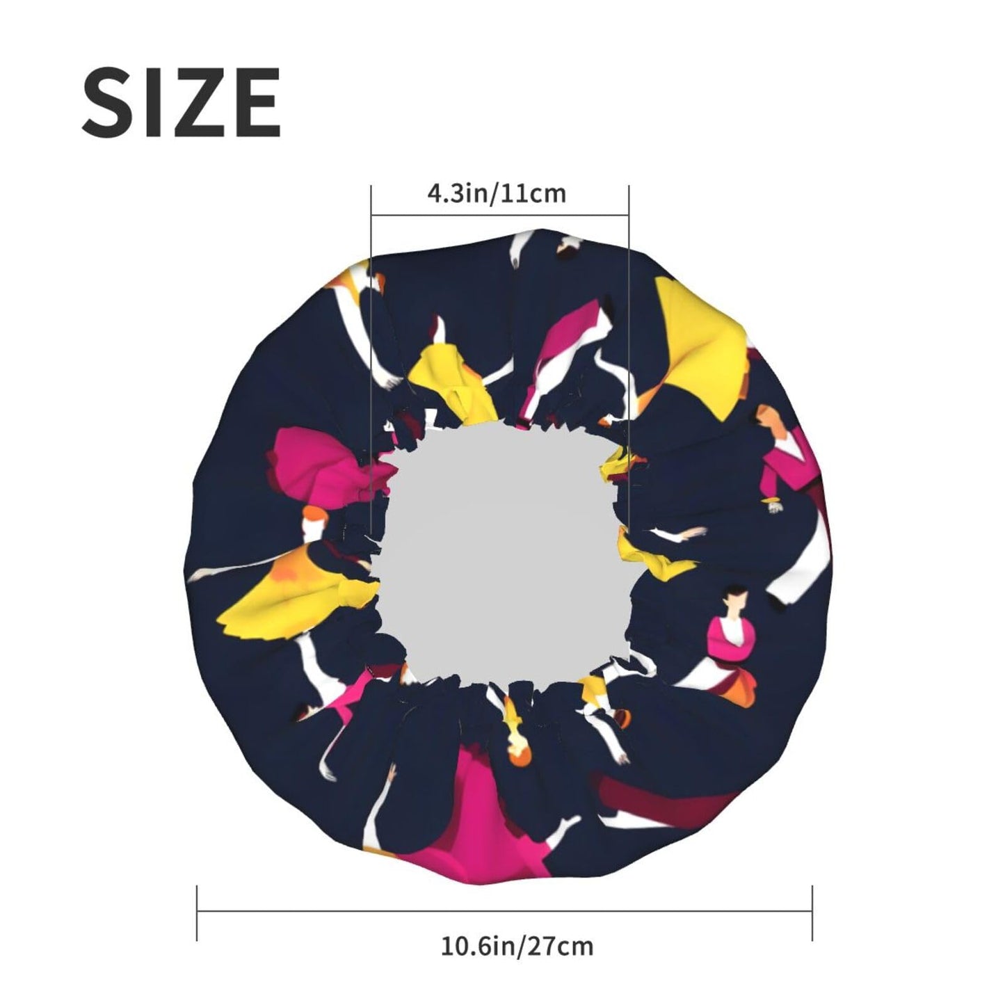 Ballroom Dance Small Pattern Print Waterproof Bath Cap For Adults, Reusable Double Layer Lined Shower Cap For Women Shower Beauty and Personal Care YQxwJL