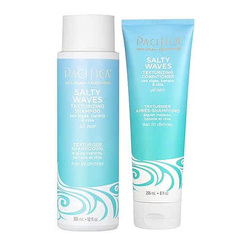 Pacifica Beauty Salty Waves Texturizing Shampoo + Texturizing Conditioner | For All Hair Types | Perfect and Effortless Beach Hair | 100% Vegan Beauty & Personal Care Pacifica