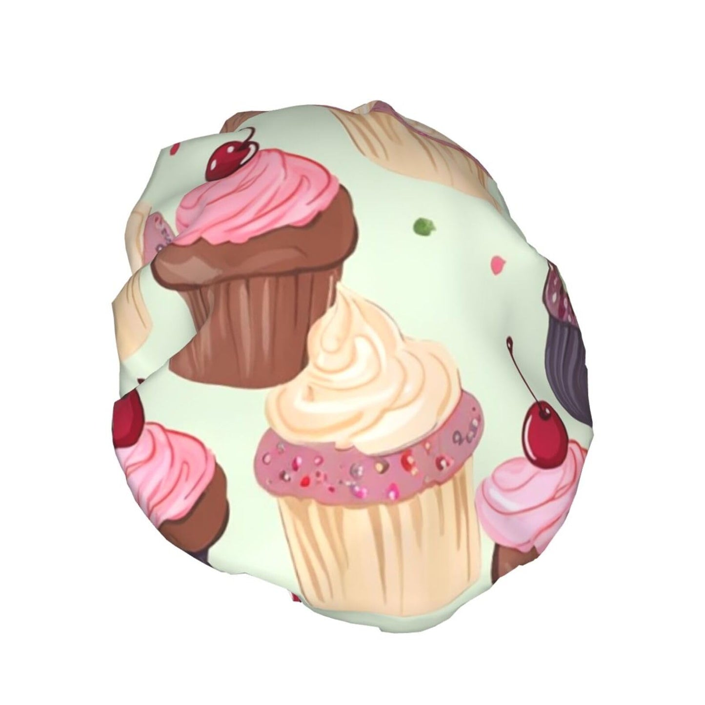 Cupcake Shower Cap for Women Men Large Reusable Shower Bonnet Double-Layer Waterproof Bath Caps Elastic Band Hair Hat for All Hairstyles Beauty and Personal Care BWLHJKE