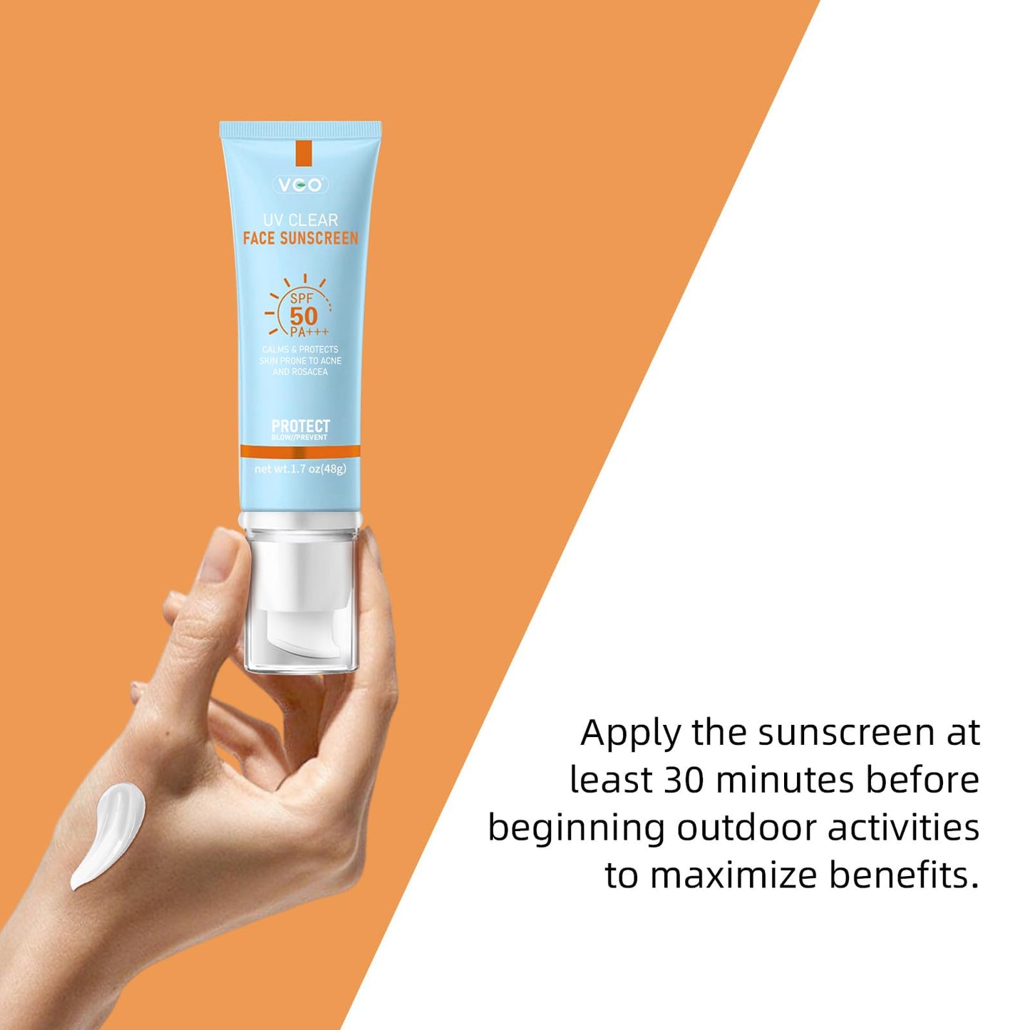 VGO Clear Face Sunscreen SPF 50, Hydrating Sun Essence Leaves No Sticky Feeling Travel Size Sunscreen Against UVA and UVB Rays 50ml / 1.7oz Beauty & Personal Care VGO