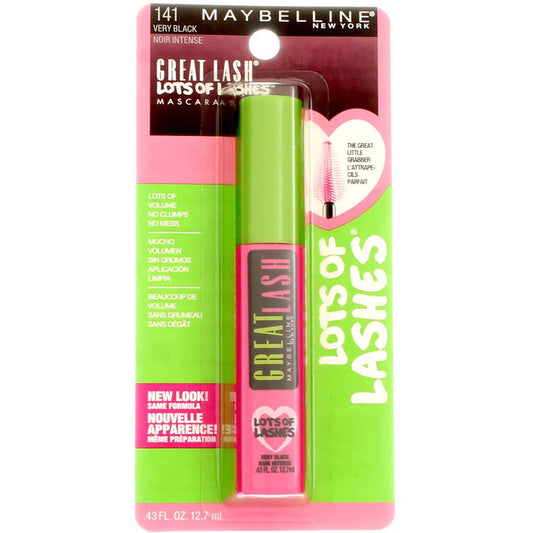 Maybelline New York Great Lash Lots of Lashes Washable Mascara, Very Black .43 Ounces (Pack of 3) Beauty & Personal Care MAYBELLINE