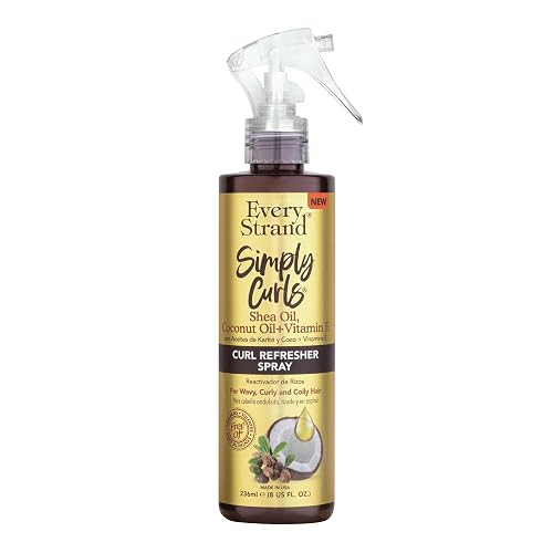 Every Strand Simply Curls Curl Refresher Spray 8 oz, Second Day Curl Reviving Spray with Coconut Oil, Shea Butter, and Vitamin E for Wavy and Curly Beauty & Personal Care Every Strand