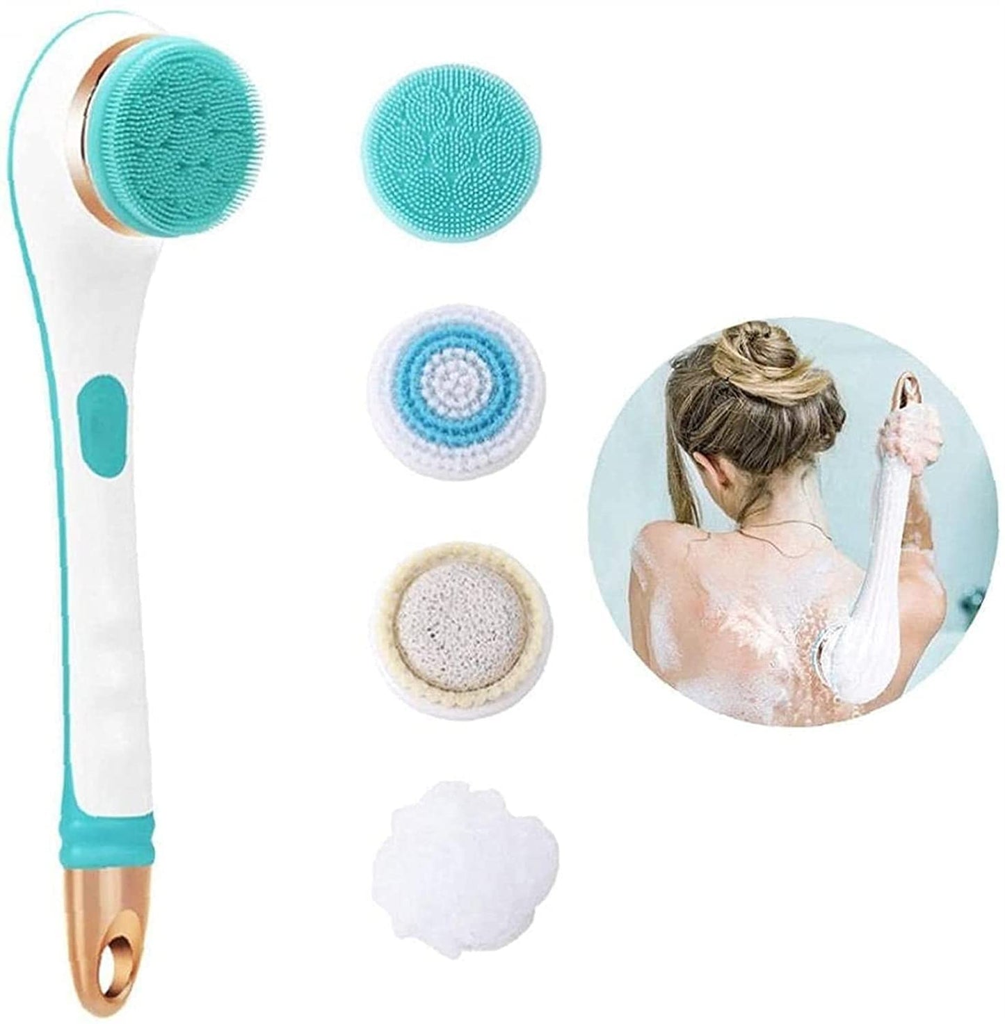 Sxdthy Shower Brush for Body,Electric Shower Brush Rechargeable Rotating Long Handle Back Scrubber Suitable for Wet or Dry Brushing (Color : Blue) Beauty and Personal Care KAnduo