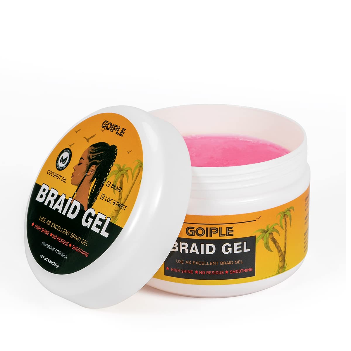 Goiple Strong Hold Braid Gel Good for Twist, Locs, Braids, Edge No Flake Extra Hold High Shine Braiding Gel & Edge Control 8.8oz with Hair Combs Beauty & Personal Care Goiple