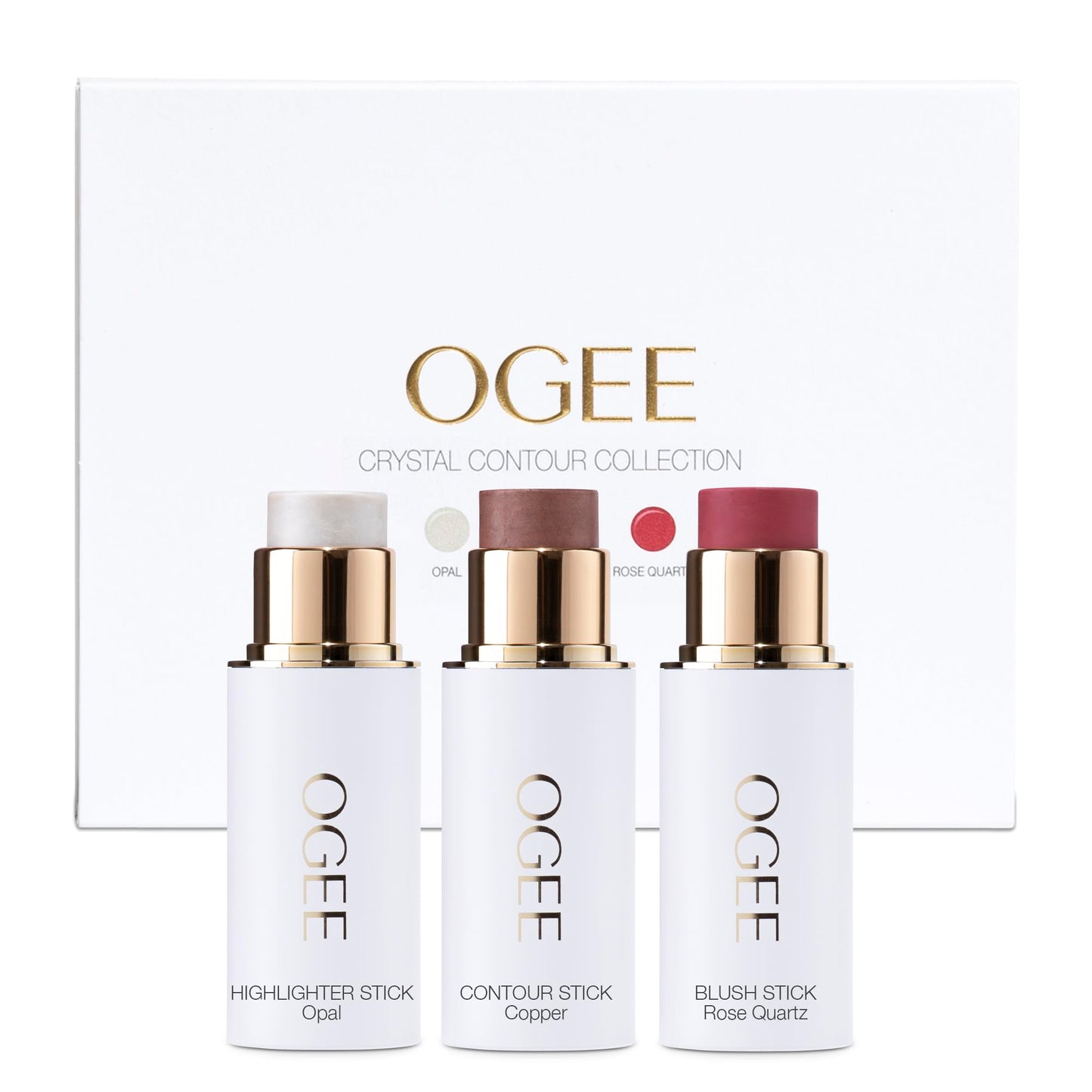 Ogee Face Stick Crystal Collection Trio - Contour Stick Makeup Collection - Certified Organic Contour Palette - Includes Bronzer Stick, Blush Stick Beauty & Personal Care Ogee