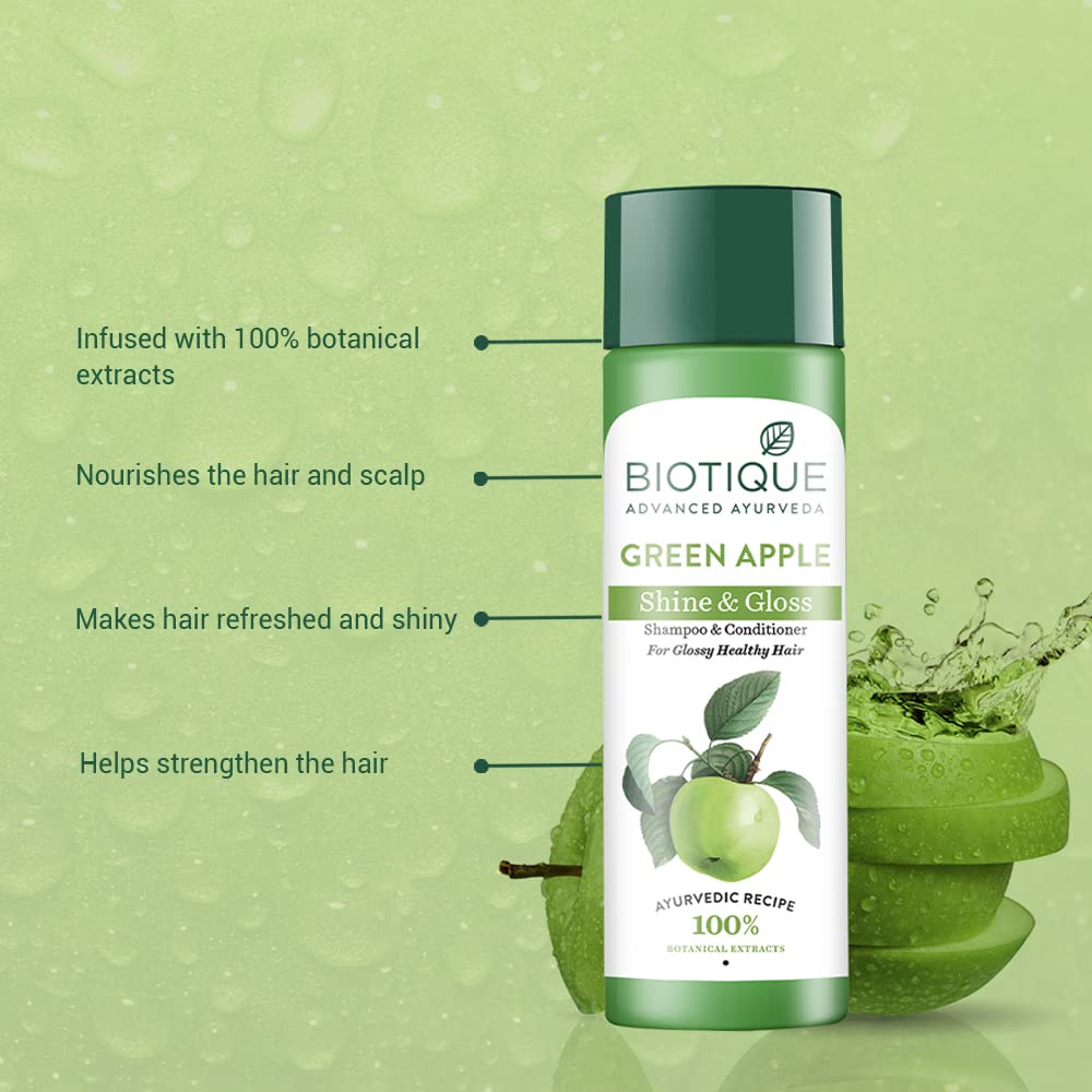 Biotique Fresh Daily Purifying Shampoo & Conditioner - Green Apple 190ml Beauty & Personal Care Biotique