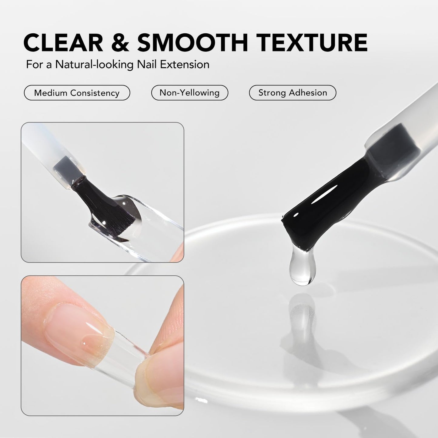 GAOY 4 Pcs 16ml Gel Nail Glue for Acrylic Nails Tips, Clear Glue Gel for Sheer Press ons for Long Lasting UV Light Cure DIY Beauty and Personal Care GAOY