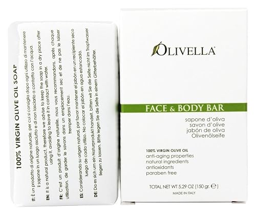 Olivella Virgin Olive Oil Face and Body Bar Soap, 5.29 oz., 3 Piece Beauty & Personal Care Olivella