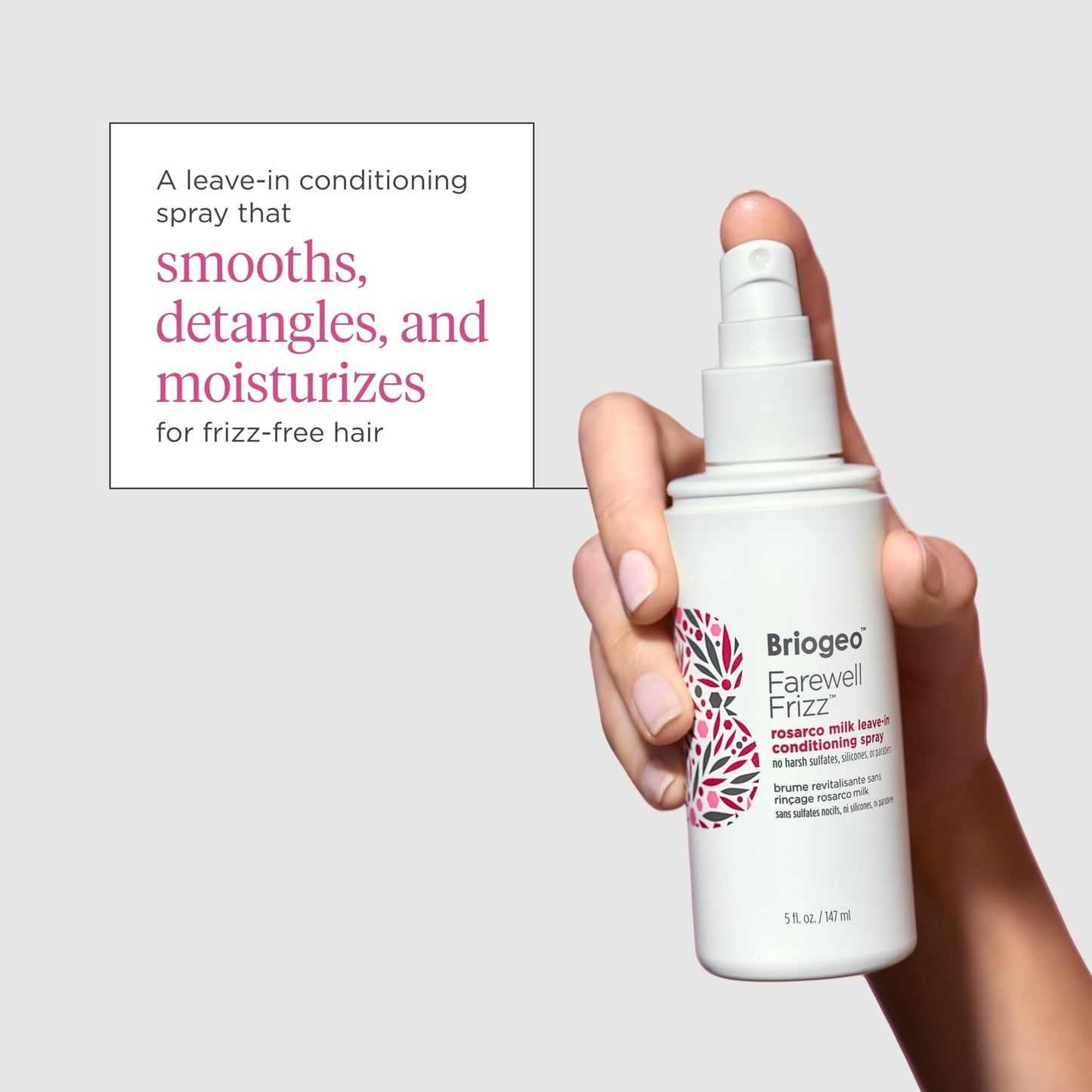 Briogeo Farewell Frizz Rosarco Milk Leave-In Conditioning Spray, Anti Frizz Leave In Conditioner for Curly Hair, Hair Detangler Spray & Hair Beauty & Personal Care Briogeo