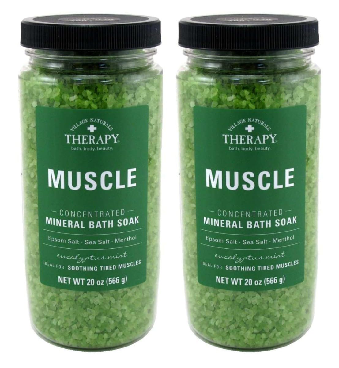 Village Naturals Mineral Bath Soak Muscle Eucalyptus Mint 20 Ounce (Pack of 2) Beauty and Personal Care Village Naturals Therapy