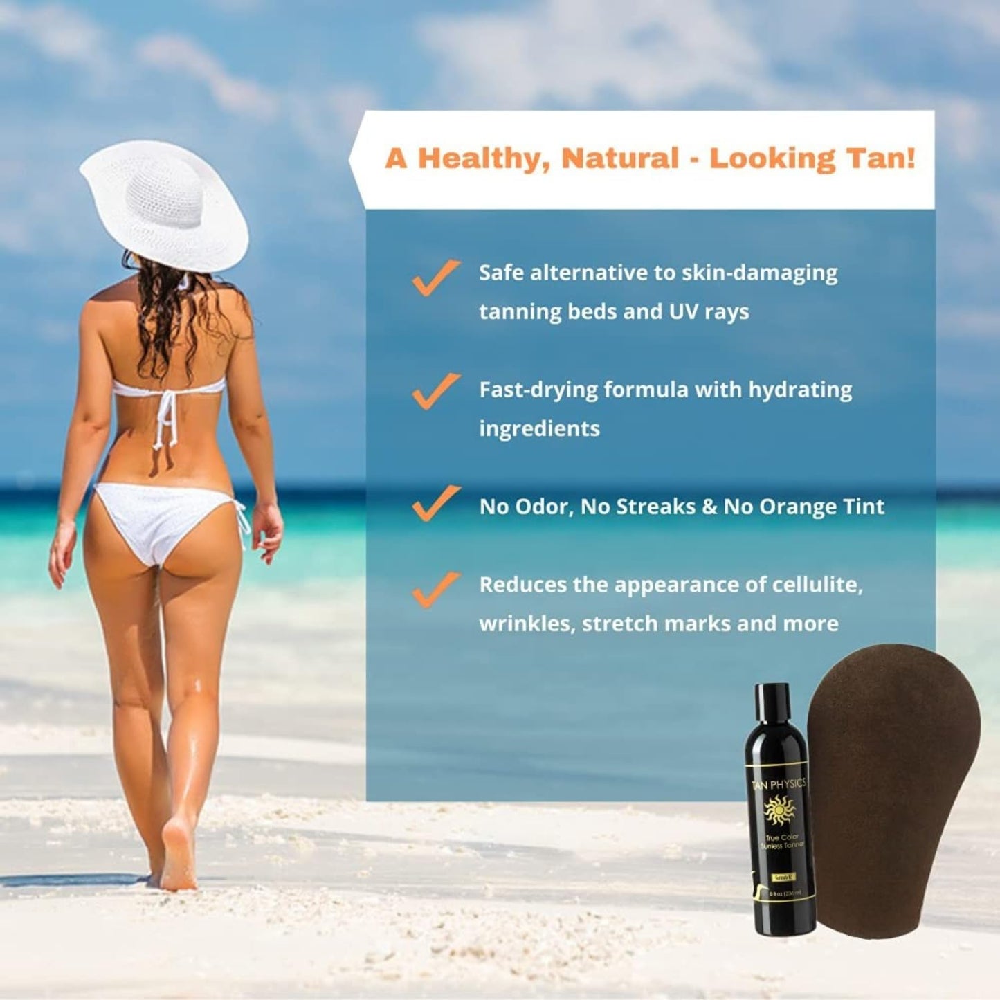 Tan Physics True Color Sunless Tanner, Exfoliator & Tan Extender 8oz with Tanning Mitt - Self-Tanning Lotion - Streak-Free, Natural Glow Beauty & Personal Care Tan Physics