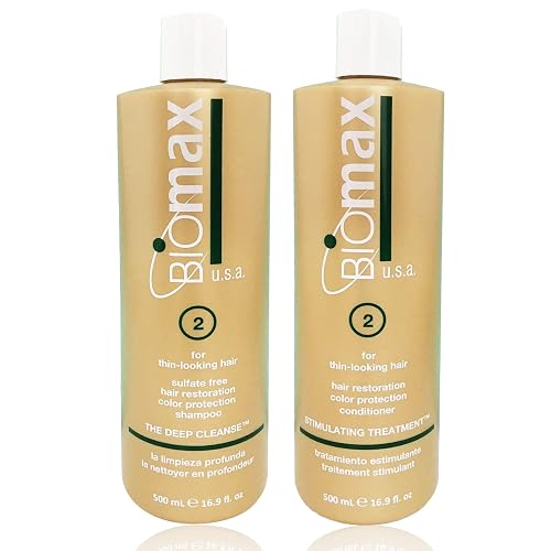 Biomax Deep Cleanse Hair Restoration Shampoo & Stimulating Treatment Color Protection Conditioner No.2 for Thin-Looking Hair, Remove Build-up Beauty & Personal Care BIOMAX