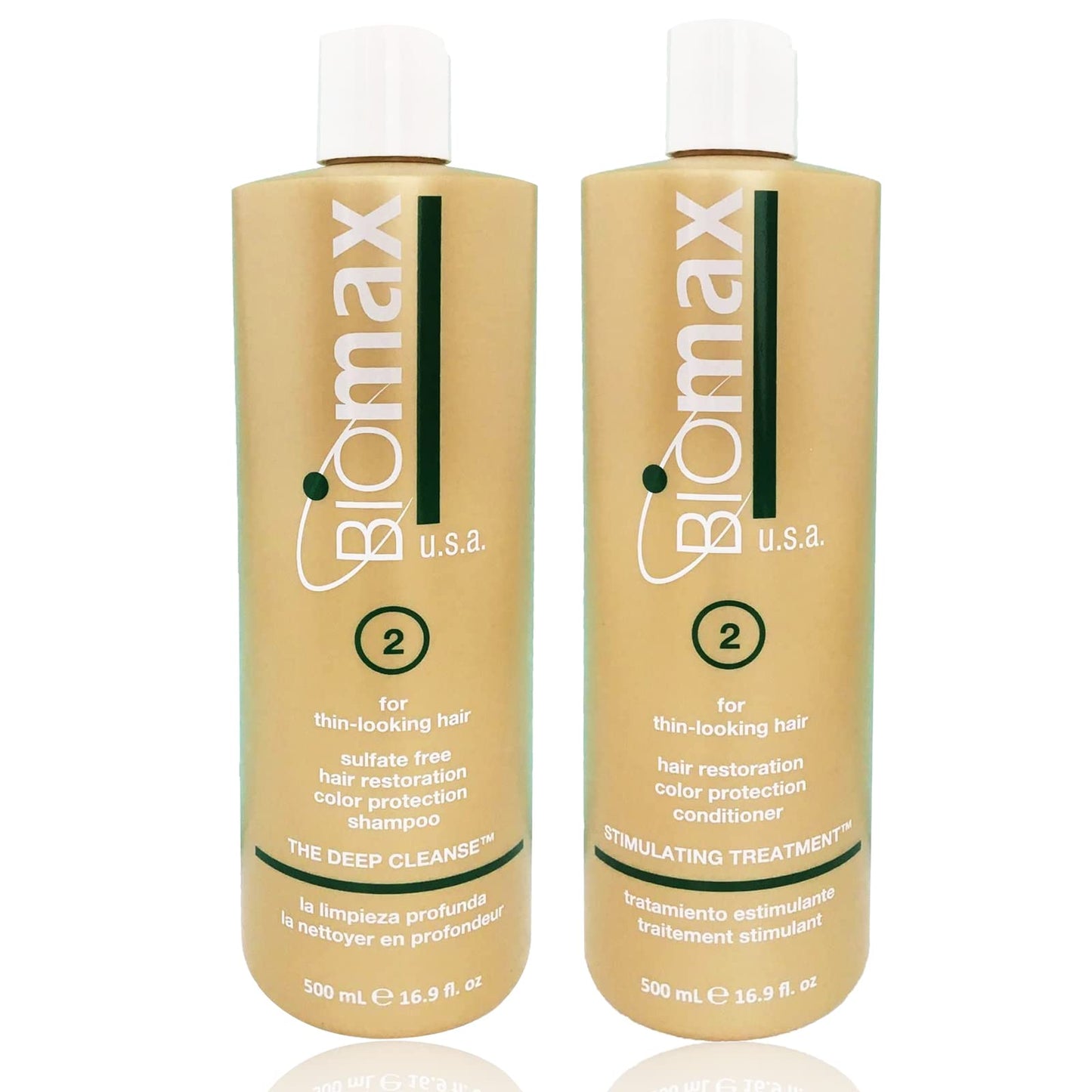 Biomax Deep Cleanse Hair Restoration Shampoo & Stimulating Treatment Color Protection Conditioner No.2 for Thin-Looking Hair, Remove Build-up Beauty & Personal Care BIOMAX