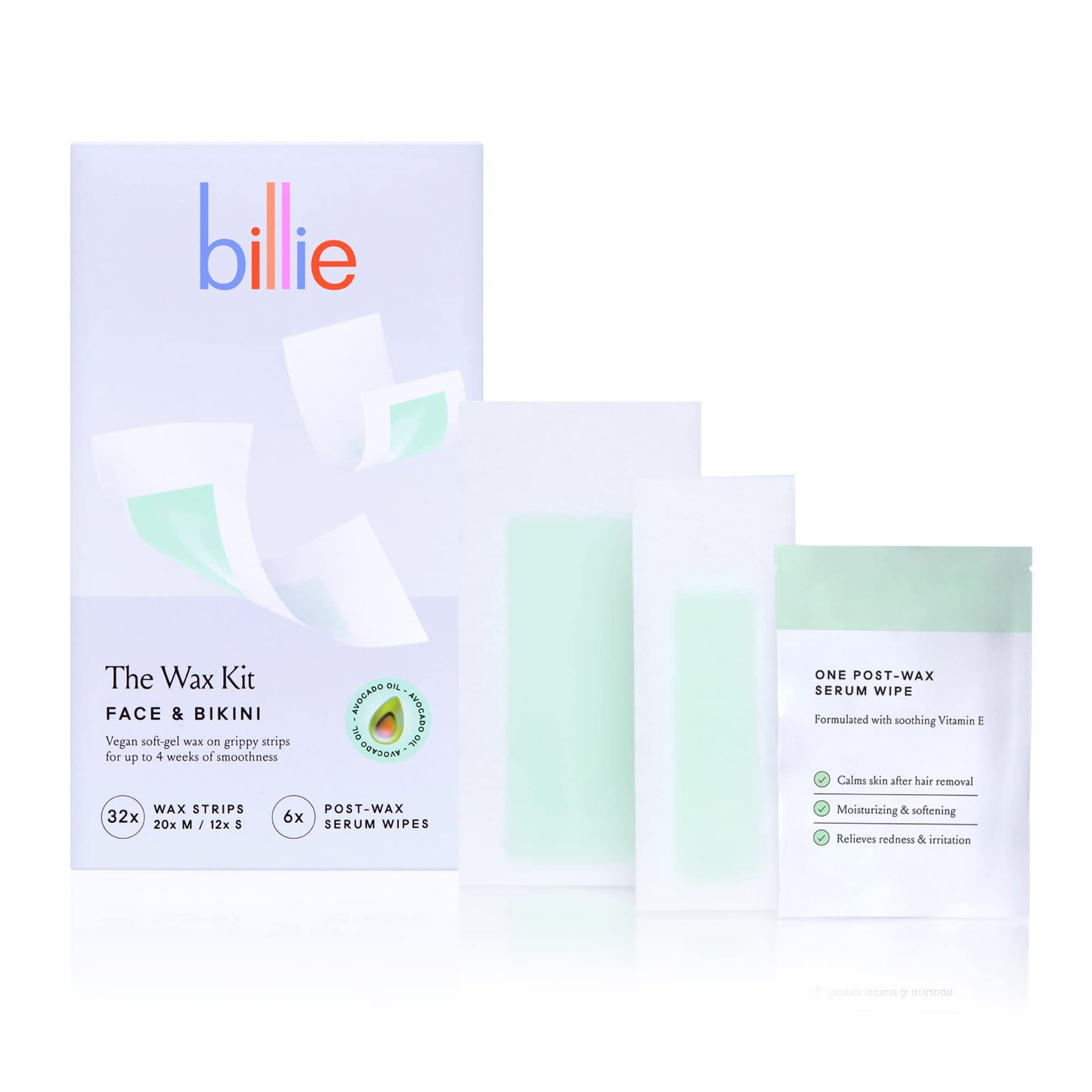 Billie Wax Kit - Face & Bikini - 32 wax strips - 6 post-wax serum wipes Beauty and Personal Care Billie