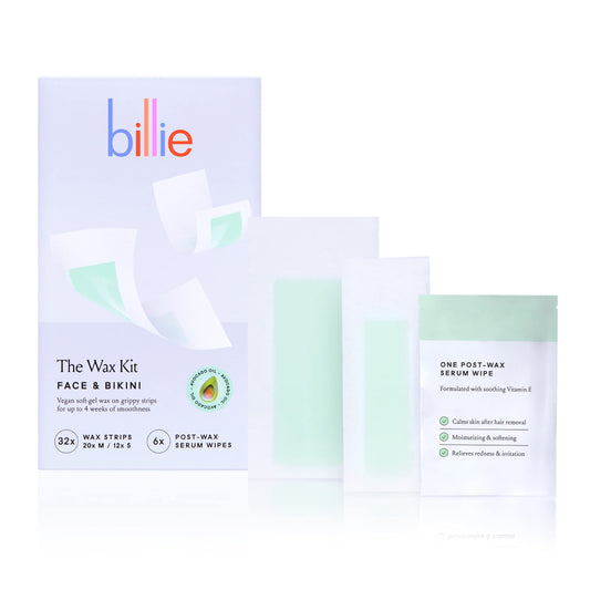 Billie Wax Kit - Face & Bikini - 32 wax strips - 6 post-wax serum wipes Beauty and Personal Care Billie