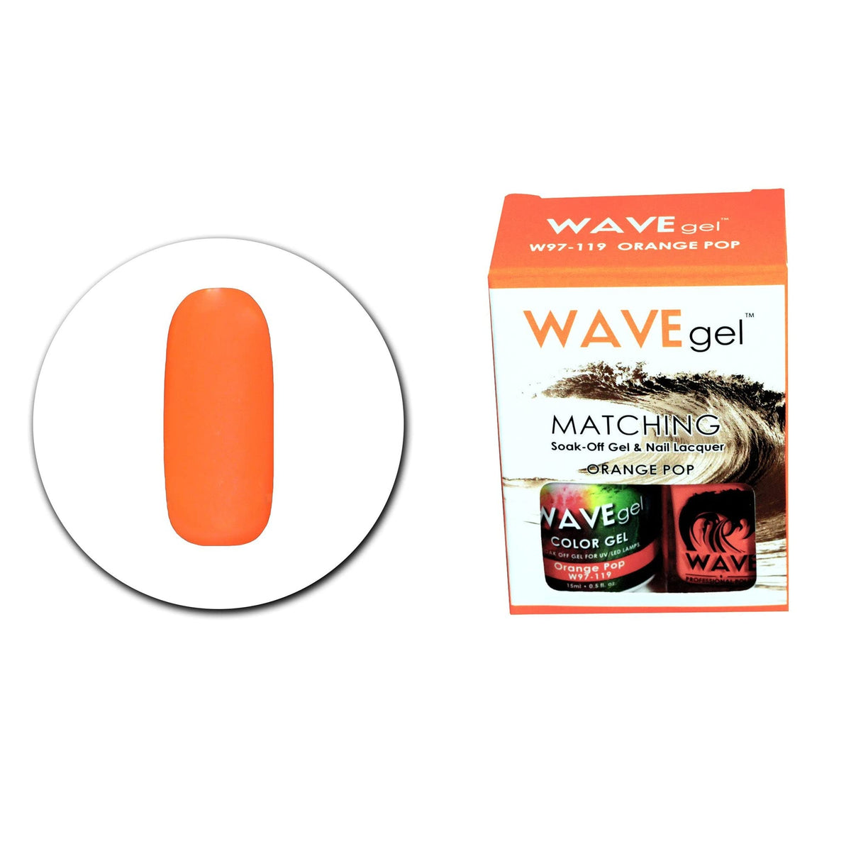 WAVEGEL Soak-0ff Gel & Nail Lacquer Matching Duo Set - Orange Pop - W97119-97119 I 0.5 Oz