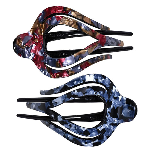 Yusier 2pcs Heart Duckbill Clip French Curved Flat Hair Clip Non-Slip Barrettes for Thick Hair Bun Hair Clip Unique Hair Accessories for Women (Rock Beauty & Personal Care Yusier
