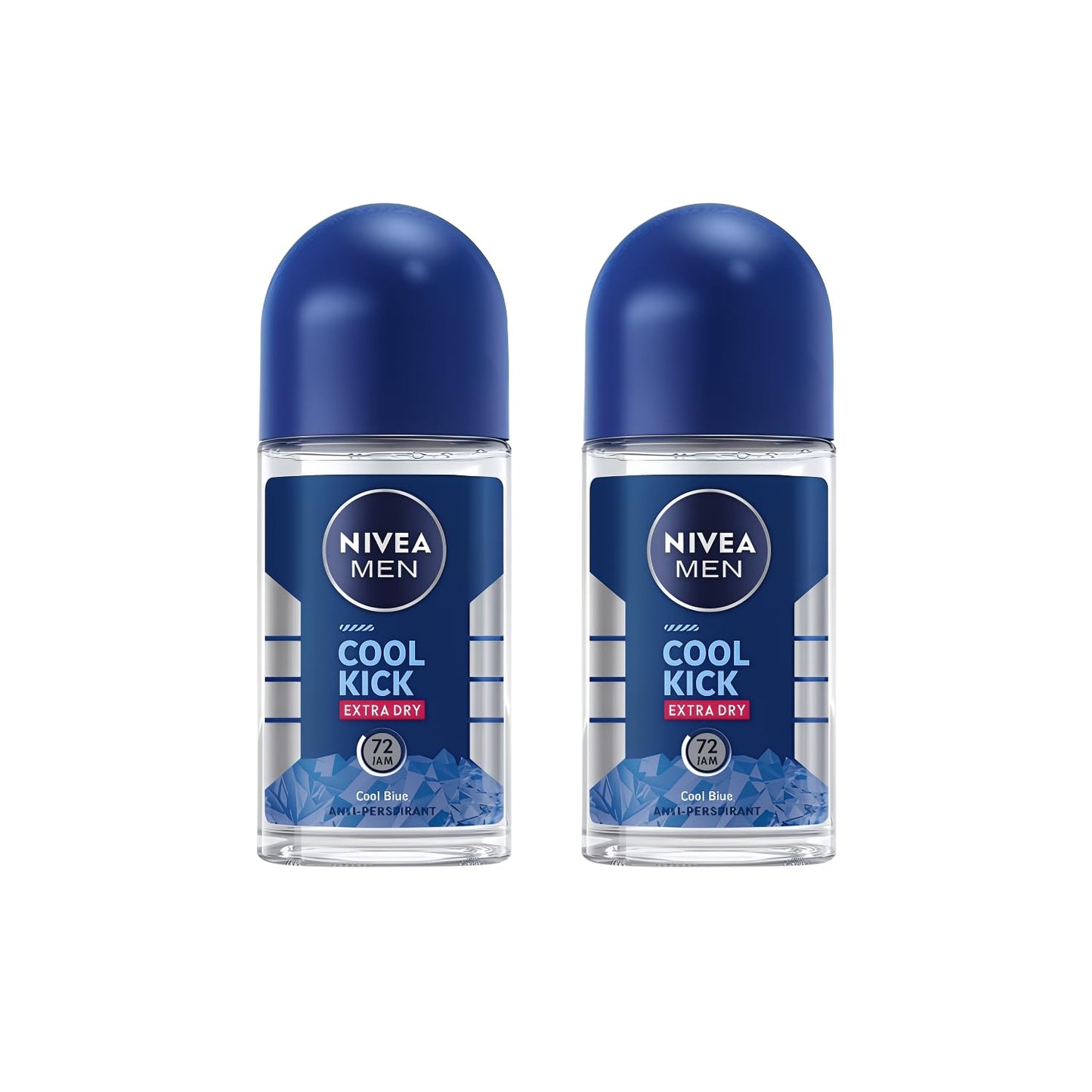 NIVEA Men Cool Kick Roll-On Deodorant 50ml - Refreshing Cool Formula with Masculine Scent, Skin Comfort, Quick Dry, Long-Lasting Freshness, 2 Pack Beauty and Personal Care NIVEA