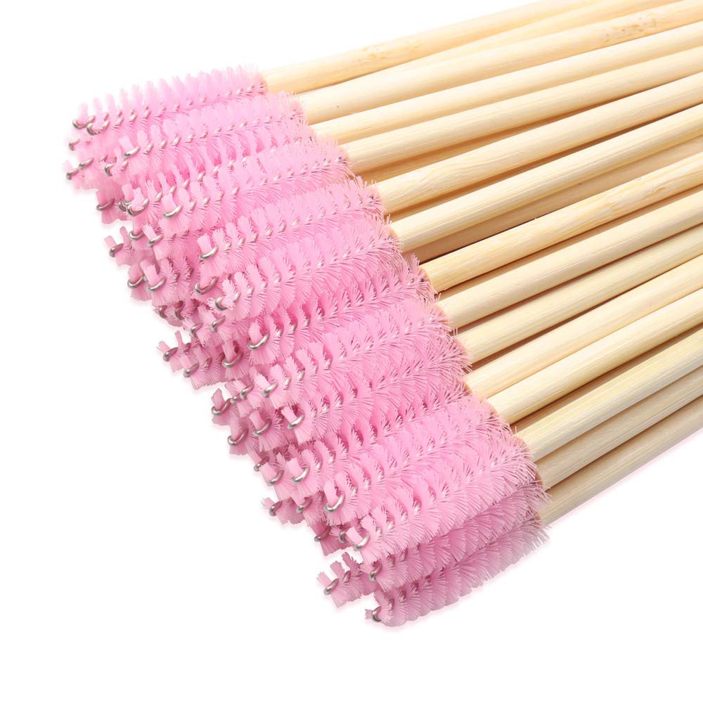 MyAoKuE-UP 100 Pack Bamboo Handle Mascara Wands Disposable Eyelash Brushes Lash Extension Tool, Pink Beauty & Personal Care myaokue-up