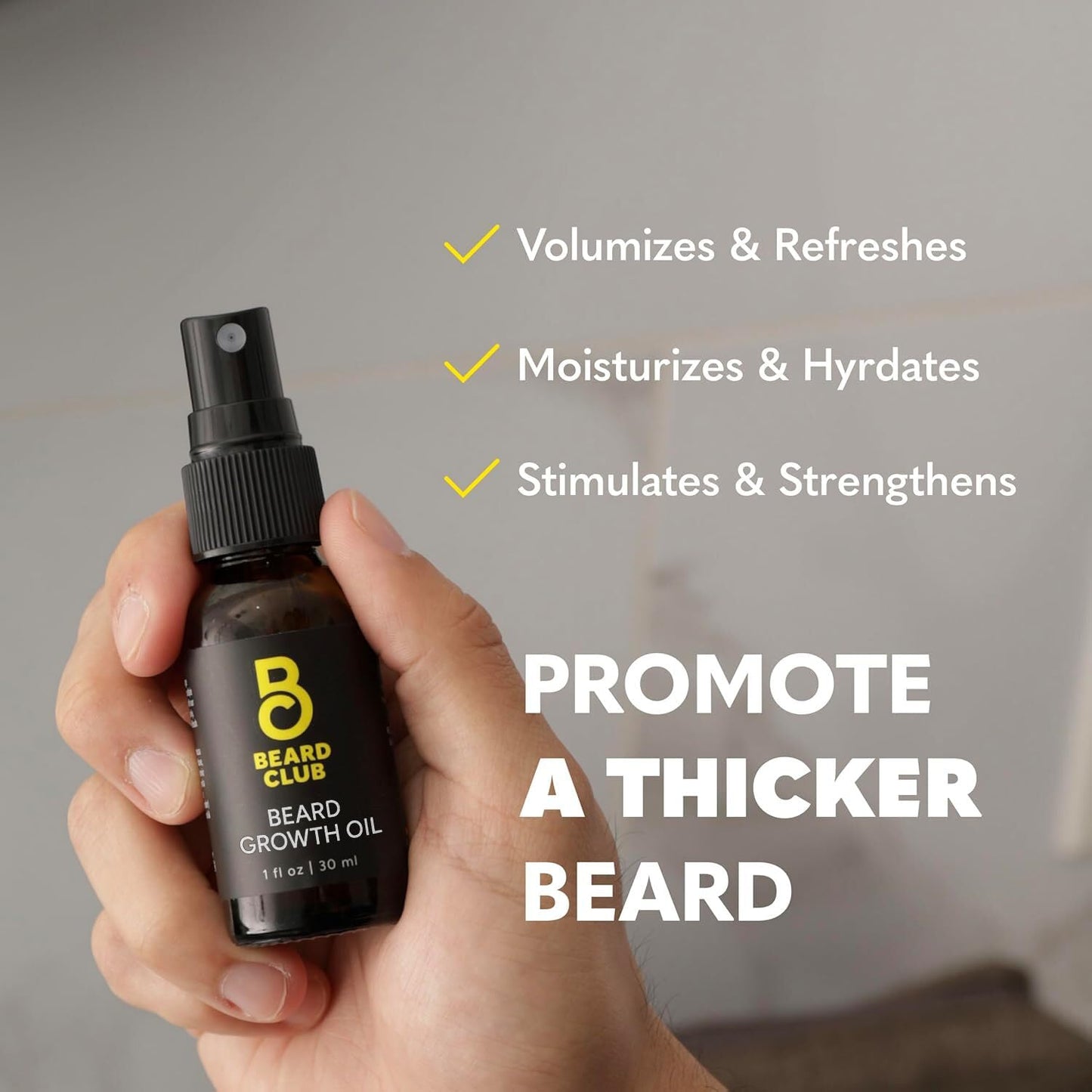 The Beard Club Biotin Beard Growth Oil Vitamin Spray for Facial Hair Growth - Natural Formula for Fuller, Thicker Beard, Easy-to-Use, Nourishing Beauty and Personal Care The Beard Club